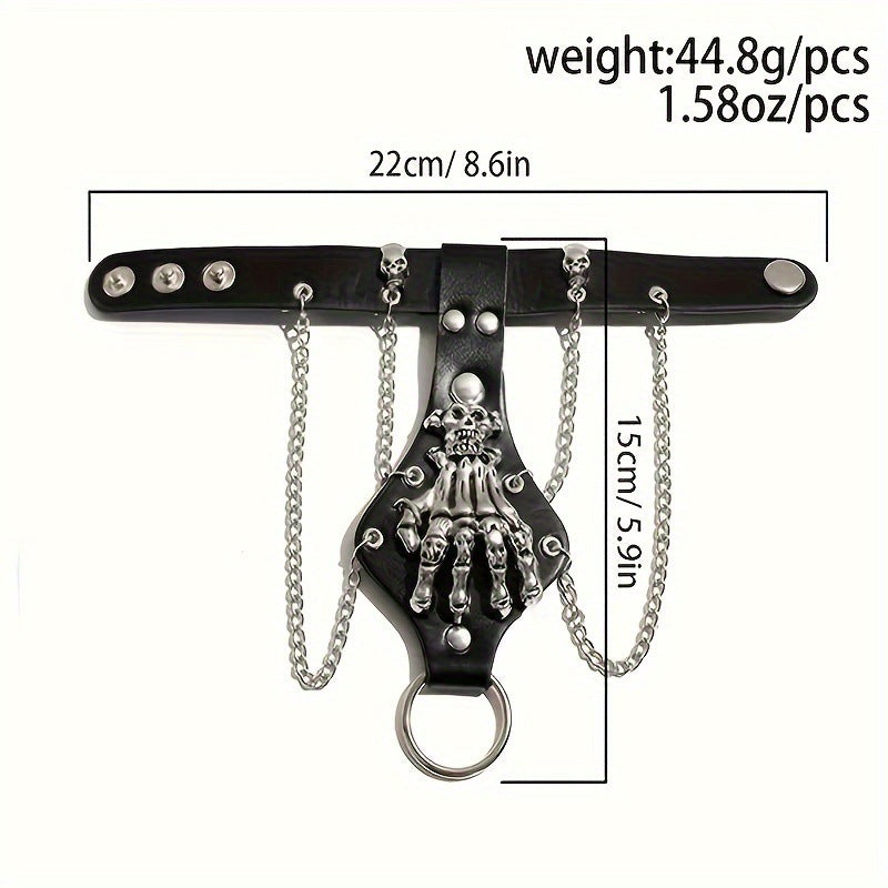 Wholesale punk rivet skull bracelet for men